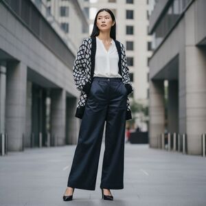 Brooks Brothers Cotton Twill Wide-Leg Pants Womens 0 Black High Rise Capsule